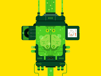 Brain brain floating green illustration mad science mind sci fi science fiction technology vat weird yellow