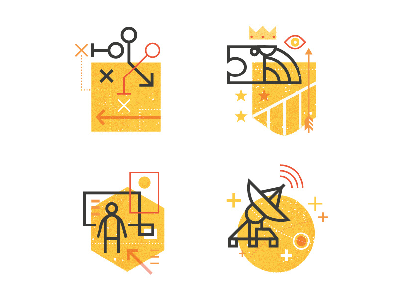Capabilites texture shape line icons communication engagement experience identity strategy vector illustration