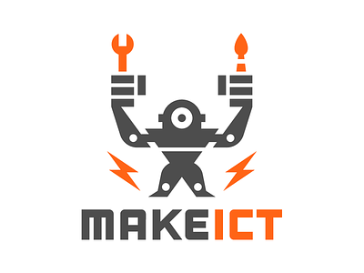 MakeICT 2 art empower eye identity logo make maker makerspace robot technology tools
