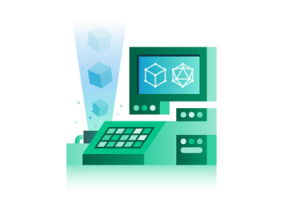 Build Anything build code computer developer illustration monitor platonic solid software terminal vector
