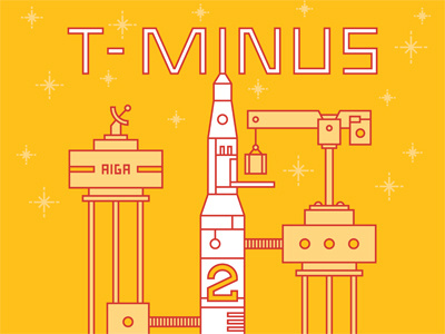 T-MINUS aiga crane illustration launch rocket typography vector