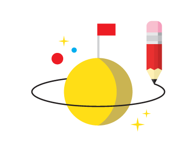 Creative Planet space pencil drawing planet stars flag vector illustration