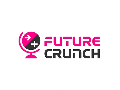 Future Crunch Logo Outtake arrow branding economics forward future global globe identity lettering logo logotype news optimism science society technology world