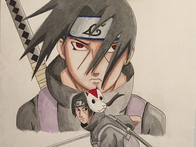 Itachi Uchiha Anbu anbu anime character colorful comic creative design hokage illustration itachi japan katana konohagakure kunai manga mangaart mangekyou naruto sharingan uchiha