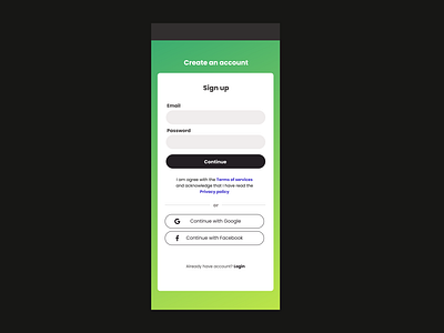 App Sign Up page