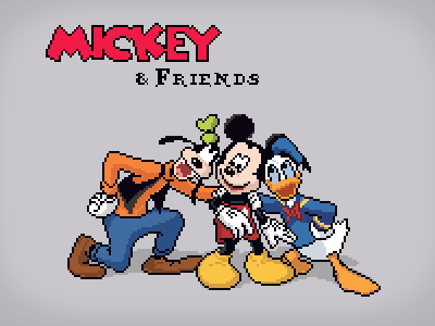 Mickey and Friends 16 bit character gif illustration mickey mickey mouse pixel pixel art retro