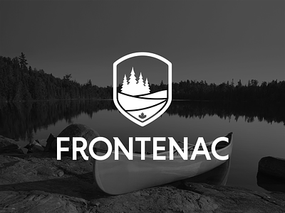 County of Frontenac Logo adventure branding canada crest identity design location logo design outdoors place branding reversed simple trees