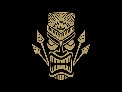 Big Kahuna Imperial IPA Graphic beer branding carving craft beer design face gold identity illustration logo logoinspirations packaging spearhead tiki