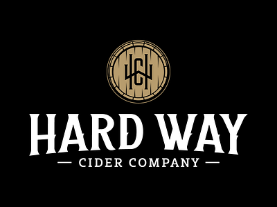 Hard Way Cider Logo barrel branding cider classic edgy identity logo logoinspirations mark monogram premium symbol typography vintage whiskey