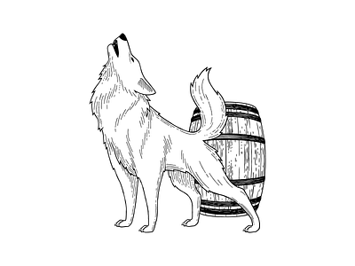 Hard Way Cider Illustration—Renegade barrel black and white branding cider hand drawn hard cider illustration label labeldesign packaging packaging design renegade wolf