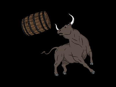 Hard Way Cider Illustration—Rogue barrel branding bull cider fierce hand drawn hard cider label label design packaging packaging design rogue wood cut