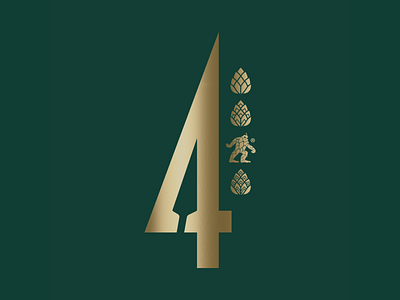 Four India Session Ale 4 beer beer branding beer can beer design can design gold green hops illustration logo packaging packaging design sasquatch session ale spear vector