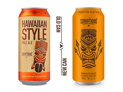 Hawaiian Style Pale Ale beer beer can branding craft beer design hand drawn hawaiian identity illustration ipa logoinspirations orange packaging packaging design pale ale simple spear spearhead tiki wood cut