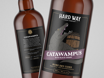 Catawampus // Hard Way Cider alligator branding catawampus cider crocodile hand drawn illustration label design logoinspirations packaging packaging design simple wood cut