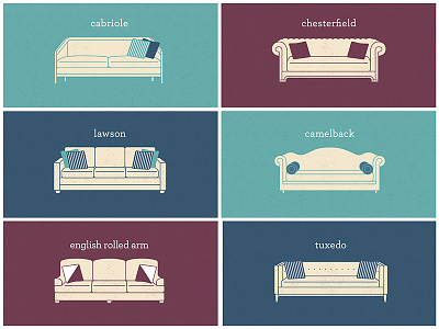 Sofa Styles color couch couch guide illustration sofa texture vector