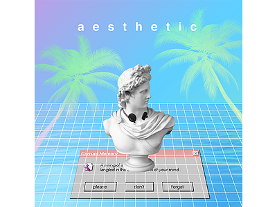 a e s t h e t i c bust gradient grid palm tree vapor vaporwave