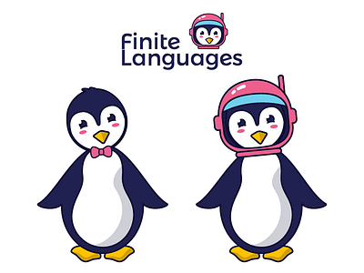 Penguin Mascot app blue branding illustration illustrator language logo mascot penguin pink space vector yellow