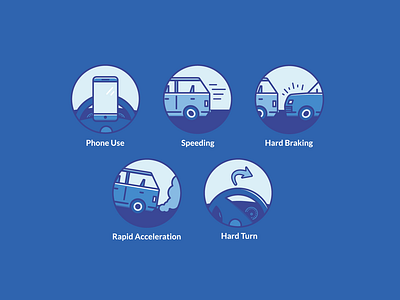 Fairmatic Insurance Icons behavior blue branding cars icon iconography illustrator insurance phone vector