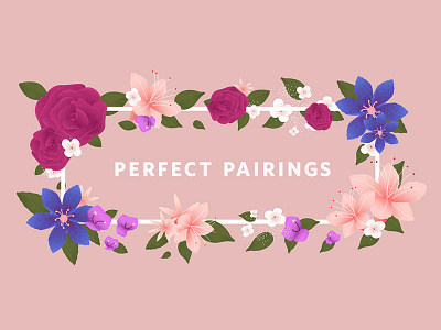 Perfect Pairings design floral illustraion illustration inforgraphic pink vector