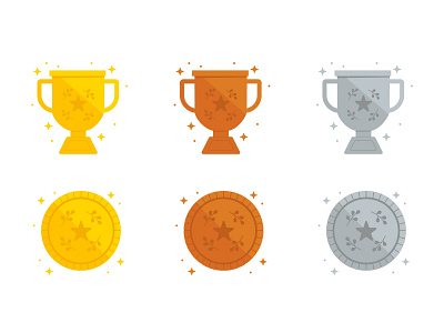 Trophy Bling badges bronze coin gamification gold illustration illustrator silver sparkle tokens vector