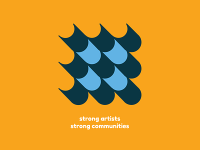 Strong Artists Strong Communities abstract arts bauhaus blue branding brochure creative illustration illustrator nonprofit orange typography vector