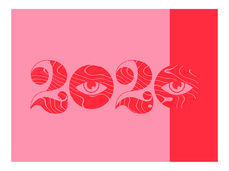 Hindsight is 2020 animation eyes handlettering motion pink red texture vector