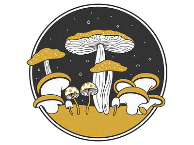 Magic Mushrooms black concept gold magic mushroom nature texture vector yellow