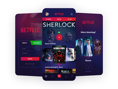 Netflix Redesign application branding cinema concept design dribbble interaction ios logo movie netflix redesign series ui uidesign userinterface ux