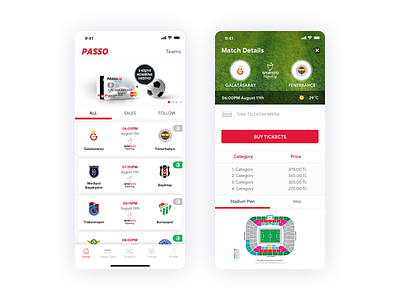 Passo - Football Tickets App app basketball buy now buy ticketcs dribbble football interaction match mobile passo passolig soccer sports ticketcs ui uidesign userinterface ux