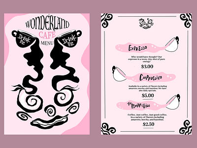 Wonderland Cafe COFFEE SHOP MENU branding coffeeshop design design art illustration illustrator logo menu menu design typography