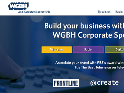 Local Corporate Sponsorship homepage site redesign web design web page design wgbh