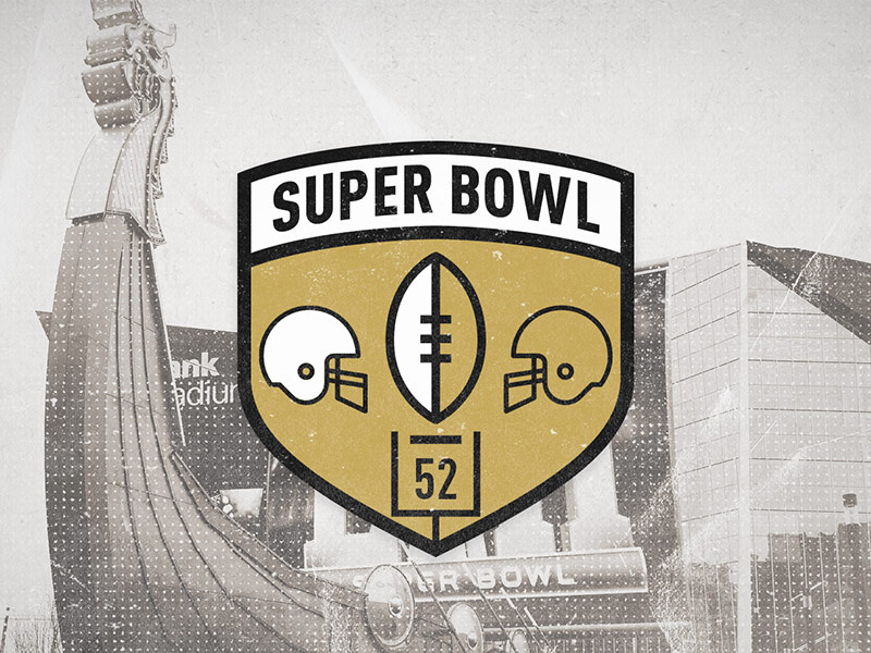 Superbowl 52: Patriots vs. Eagles helmets gold crest us bank stadium minnesota vikings nfc afc 52 eagles patriots superbowl
