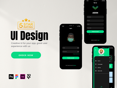 UI Design Using Figma | 5 star rating on Fiverr canva design figma framer graphic design ui