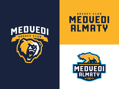 Hockey Club Medvedi Almaty animal bear character hockey logo logotype mascot sport sublogo