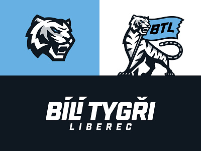 Bili Tygri Liberec concept flag hockey logo logotype mascot nhl sport tiger