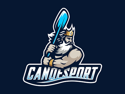 Canoesport canoe crown king logo logotype mascot neptune poseidon sport