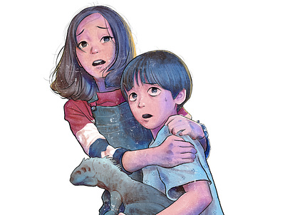 Sibling brother digital painting expression illustration manga monster portrait sibling sister sweet home thriller