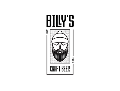 Billy's Craft Beer Logo beer logo character logo facelogo line art logo minimalist logo