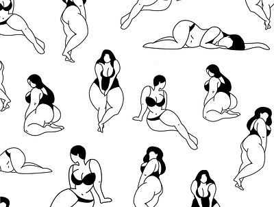 Curvy Women Illustrations for Bosomy Branding curvy women line art curvy woman women illustrations