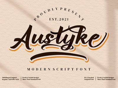 Austyke - Modern Script Font branding casual design fashion handmade handwriting handwritten illustration logo script