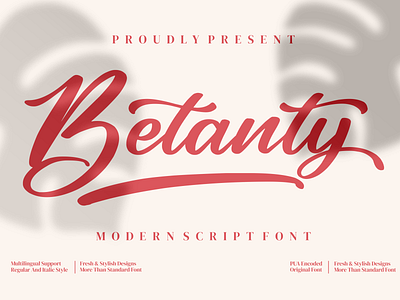 Betanty - Modern Script Font branding casual design fashion handmade handwriting handwritten illustration logo script