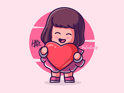 valentine's Day.!! characterdesign characters cute digitalart doodle drawing girl illustration love valentine