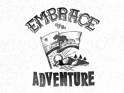 Embrace The Adventure adventure bear california embrace flag golden illustration the