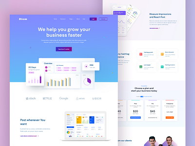 SaaS Landing Page 2021 figma grow business hero section home landing page design linear colour saas saas landing page ui ui ux template ux web page