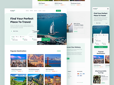 Travel Agency Landing Page "Web & Mobile Responsive" 2021 design figma header home landing page landing page design mobile responsive travel travel agency ui ui ux design uiux ux web template