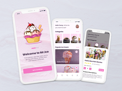 Ice Cream Store _ App Design 2021 branding design e commerce figma ice cream ios logo mobile mobile app mobile interface mockup pink product design shop shopify ui ux white