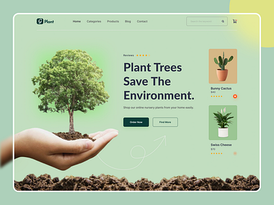 Plant Shop _ Website Design 2021 design e commerce figma glass green header online nursery plant plant shop plants shop tree ui ux website