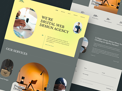 Digital Web Design Agency 2022 agency branding design digital figma graphic design header landing page landing page design logo product design trends ui ux website yellow