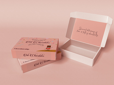 Chocolate Box Design box design brand identity branding design mailer box packaging packaging design packaging designer pink