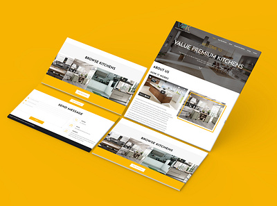 Website Design for Kitchen interiors elegent interior kitchen squarespace uiux website design wix wooden wordpress yellow